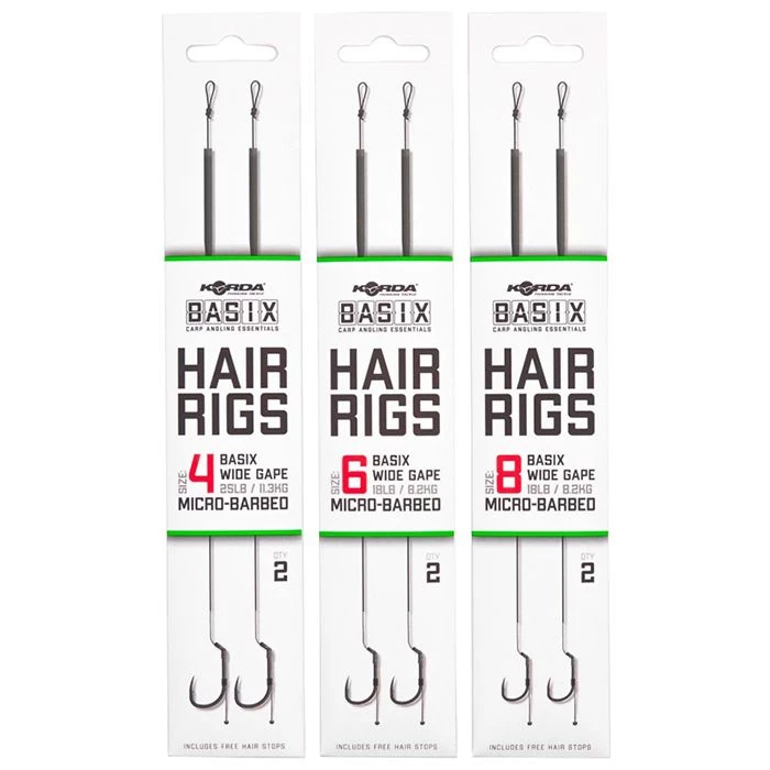 Discount ๐ Korda Basix Ready Tied Hair Rigs Wide Gape ๐